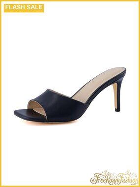 Faux Leather Kitten Heel Slip-On Sandals with Memory Foam